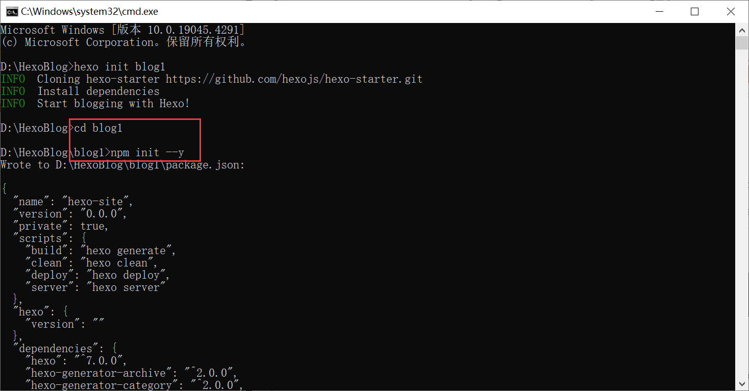Hexo安装指令cd blog1